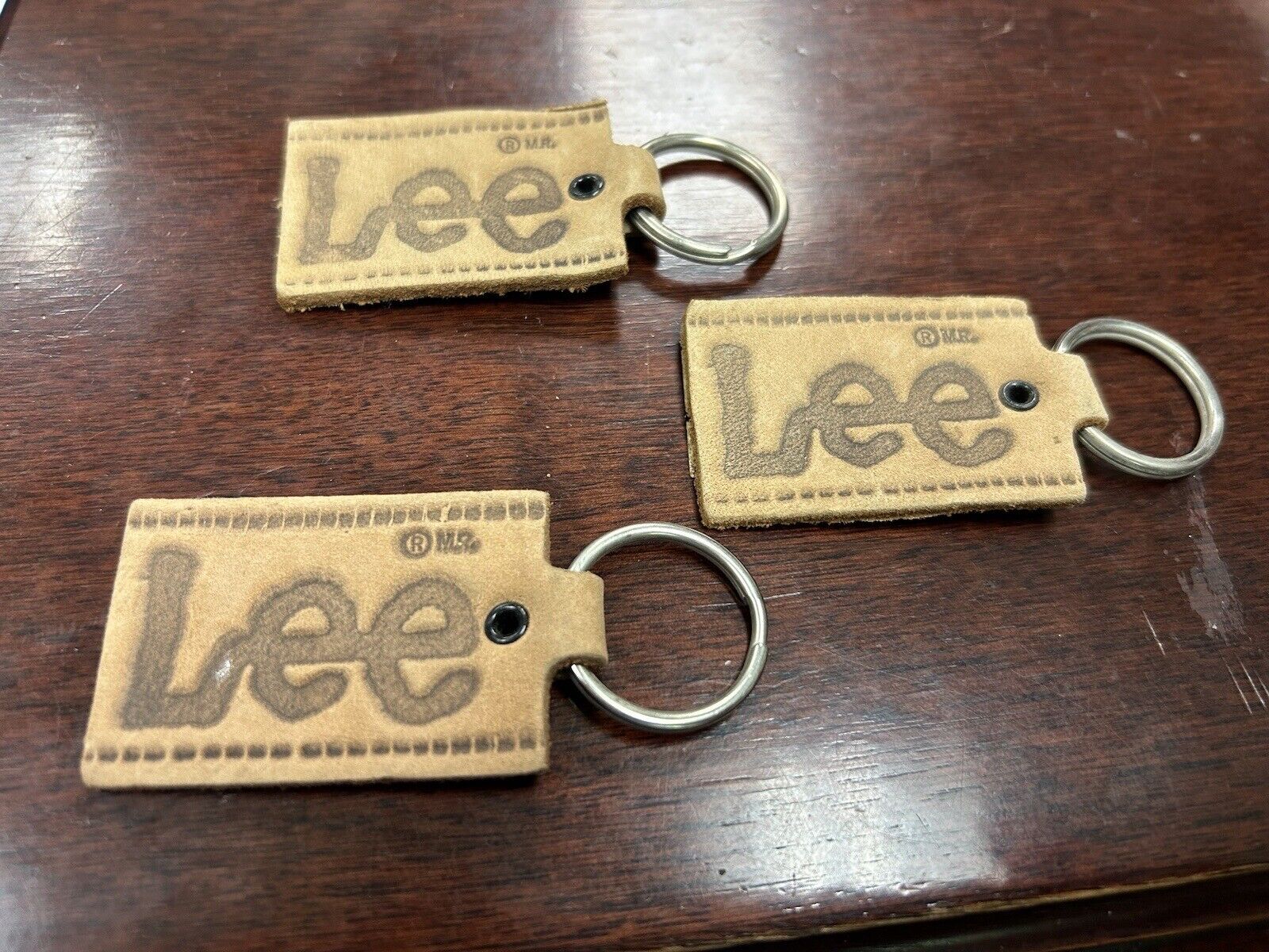 Vintage Leather Lee Jeans Patch Logo Key Chain Fob New Old dead Stock Denim Nos