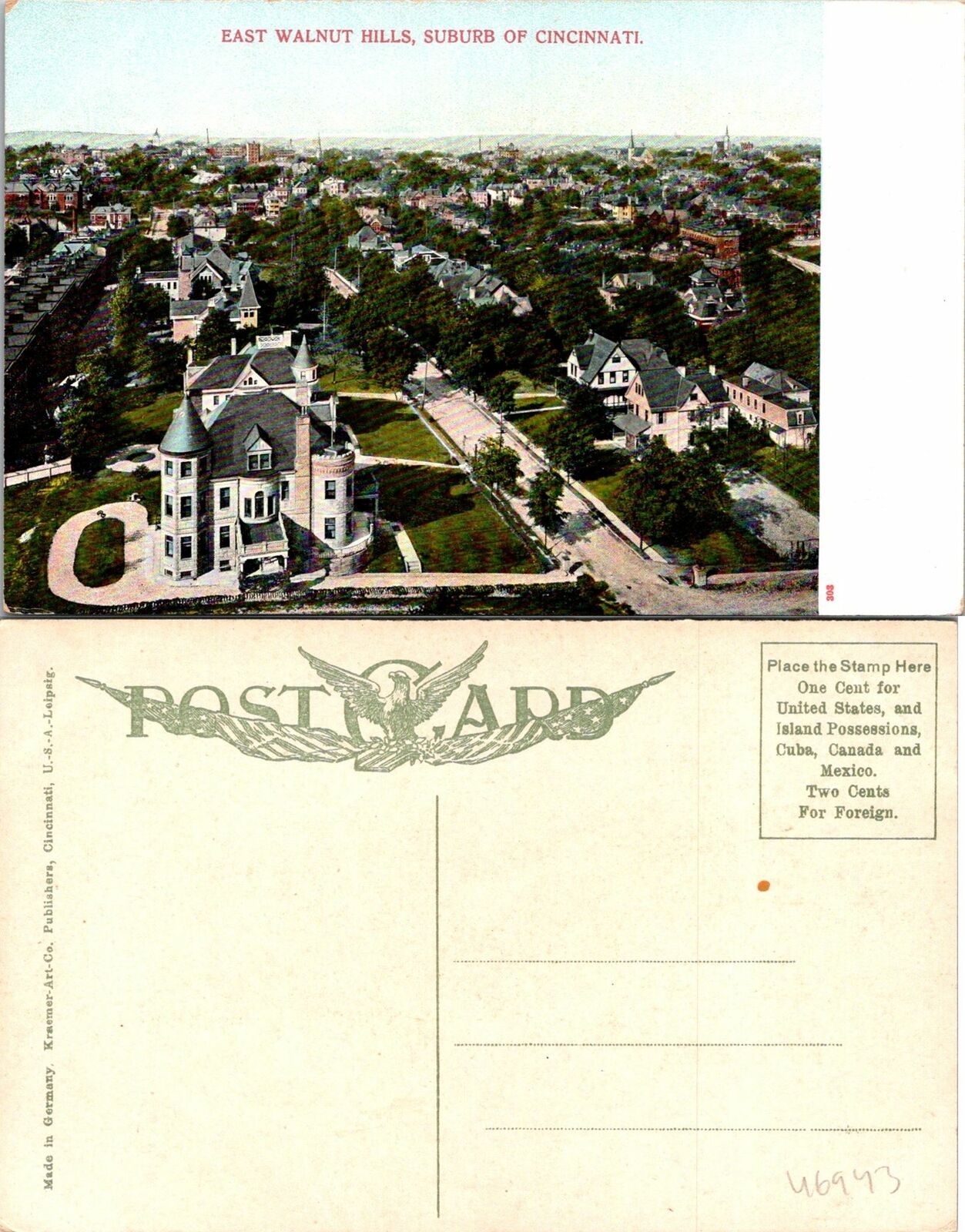 East Walnut Hills Suburb of Cincinnati Postcard Unused (46943)