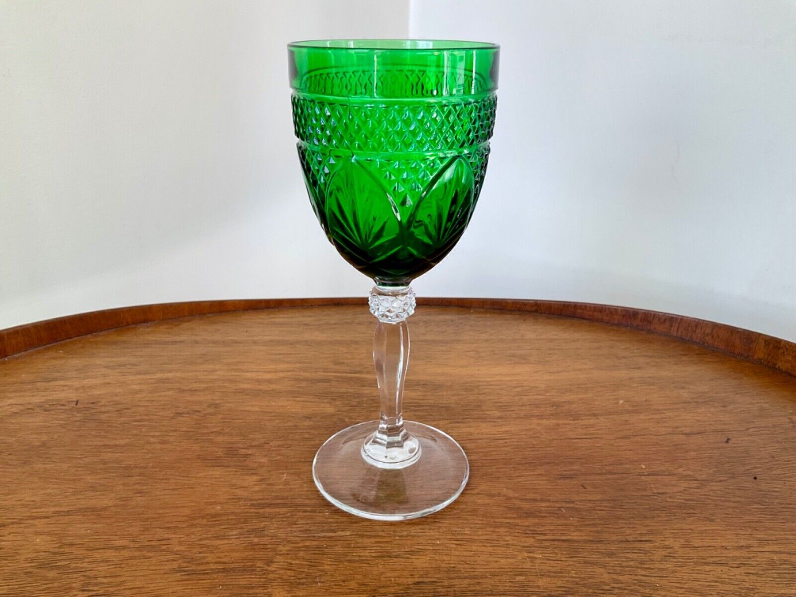 Cristal D\'Arques-Durand  Emerald GREEN Water Wine Goblet 8”  ~ 10 ounces