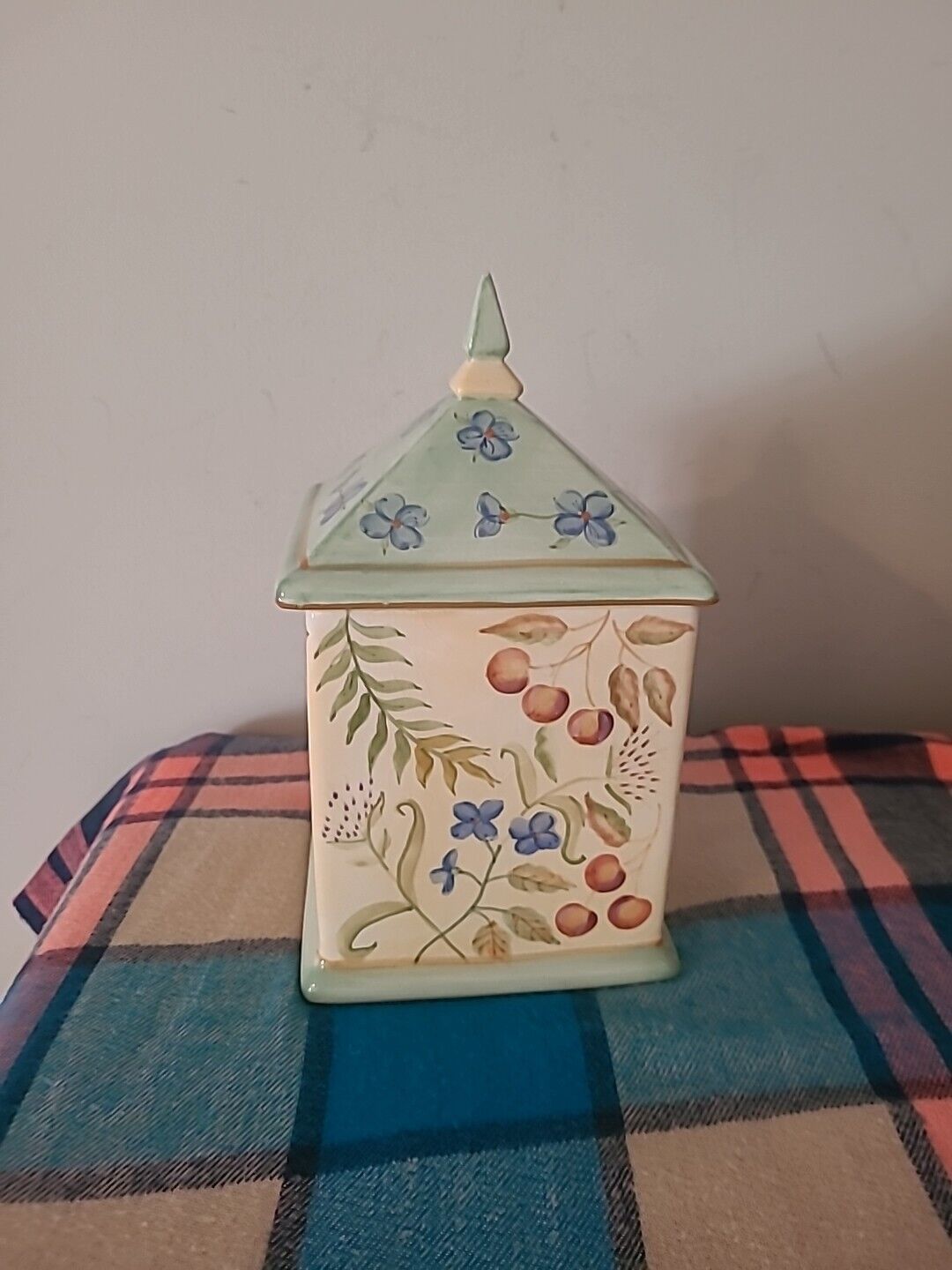 Vintage CapriWare Hand Painted Canister, Steeple Top, Floral kitchen 10\