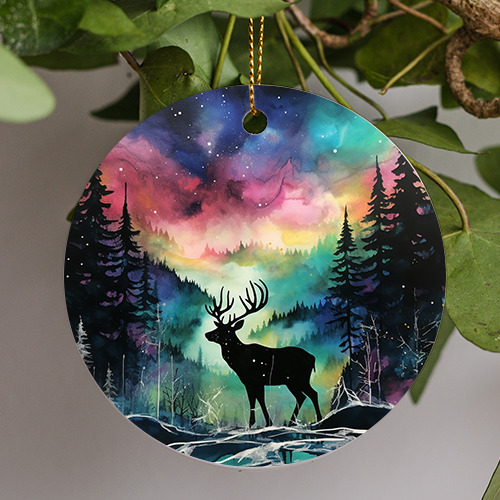 Northern Lights Animals, Reindeer, Holiday Christmas Gift, Christmas Ornament