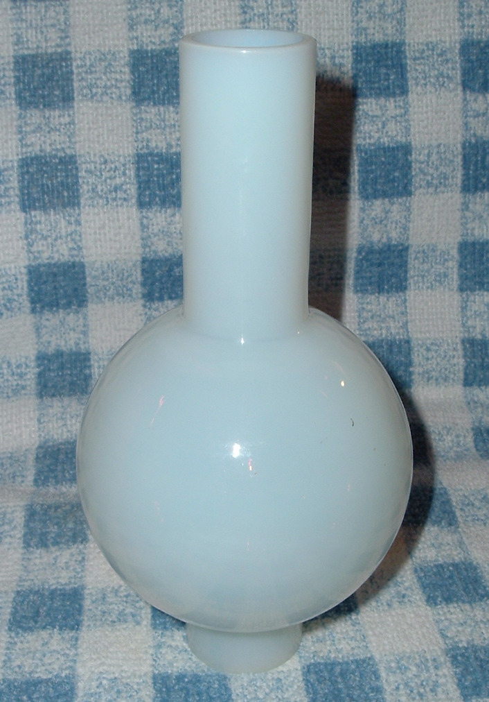 1860-1880s OPAQUE Milk Glass Oil Lamp Light BALL CHIMNEY 8 1/4\