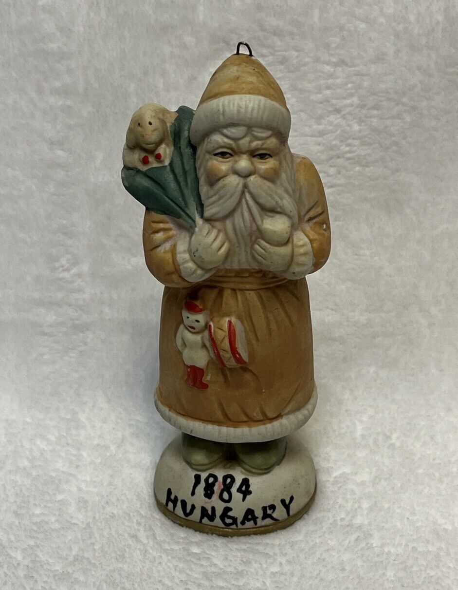 1884 Hungary SANTA CLAUS Porcelain  Christmas Ornament Rare Butterscotch Color