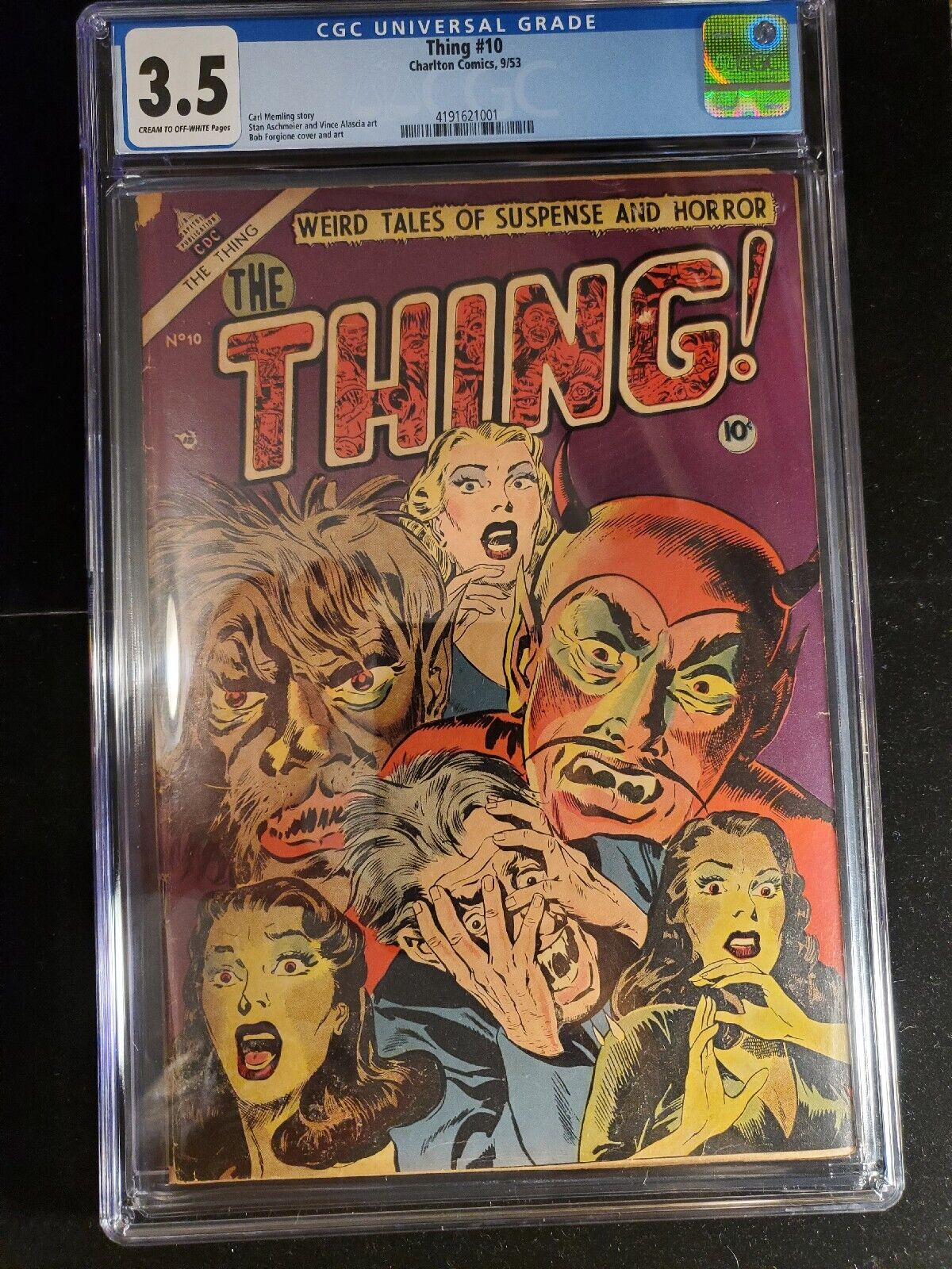 The Thing 10 CGC 3.5, Charlton Comics 1953, Devil Cover, Bob Forgione Art