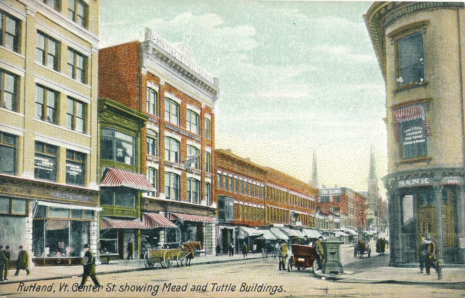 RUTLAND VT – Center Street showing Mead and Tuttle Buildings