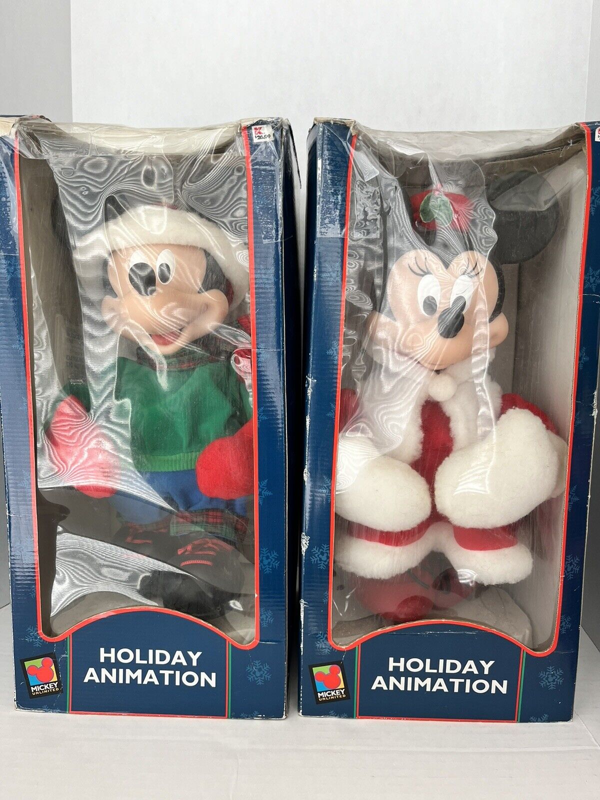 RARE Mickey & Minnie Mouse Unlimited Santa’s Best Holiday Animation Figures 1998