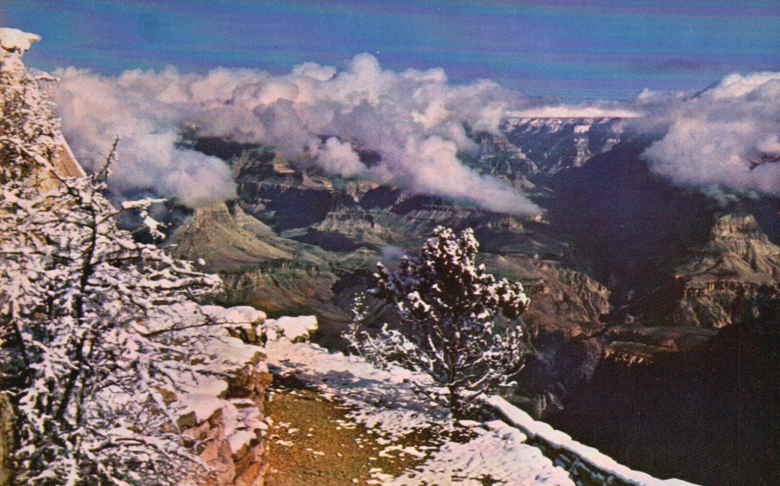 Postcard AZ Grand Canyon National Park Winter Snow Chrome Vintage PC G3577