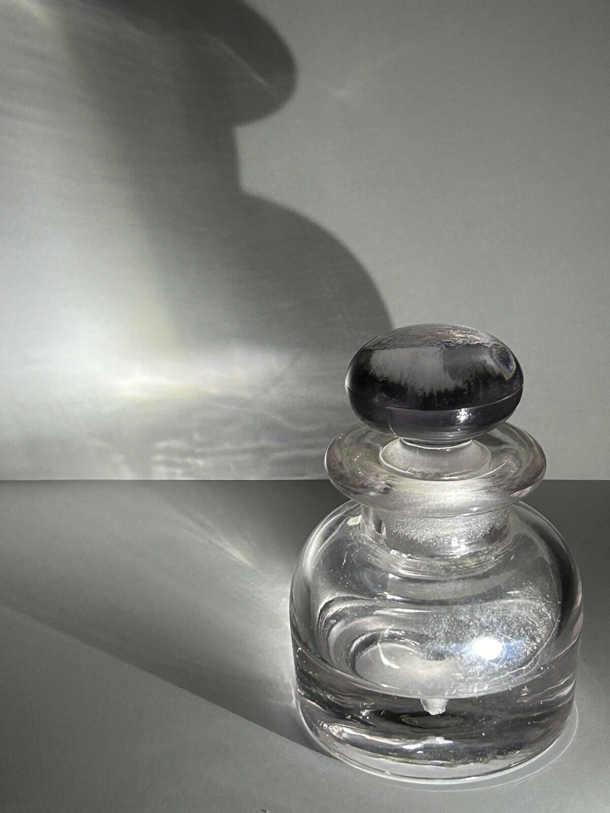 Antique Ink Bottle Glass Crystal with Stopper Crystal Ink Bottle Lavender Tint