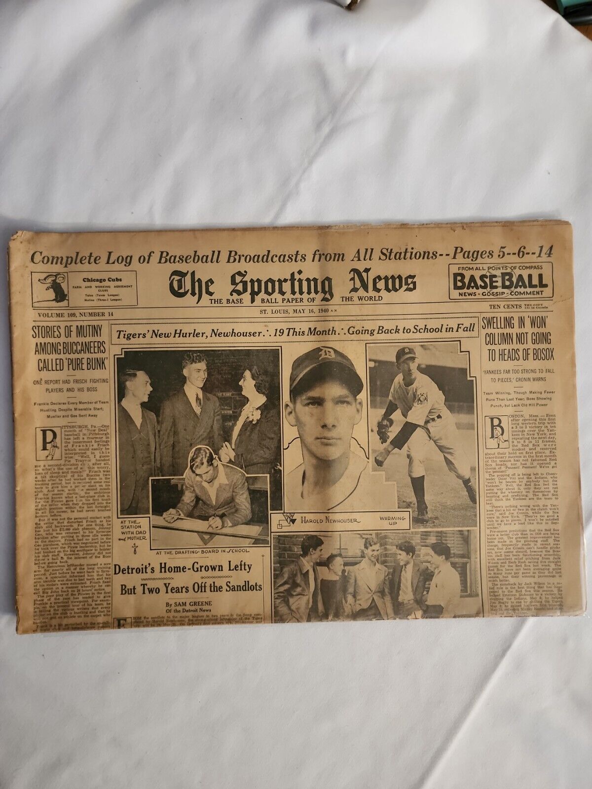 1940 May 16 The Sporting News Harold Newhouser Detroit Home Grown Lefty (MH50)