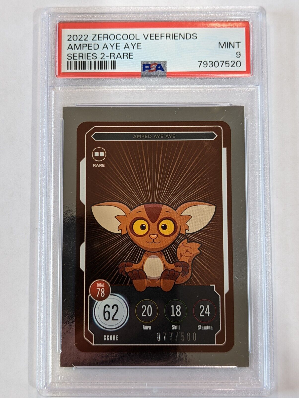 Amped Aye Aye VeeFriends Compete Collect Series 2 Rare /500 PSA 9 Mint