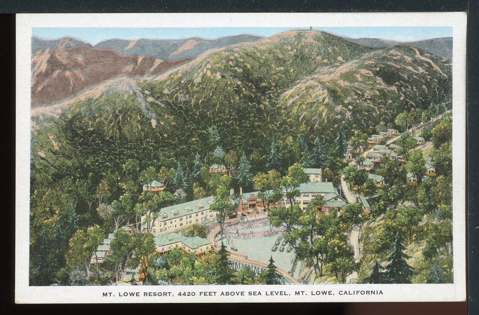 1920\'s Mt. Lowe Resort CA Bird\'s-Eye View Historic Vintage Postcard