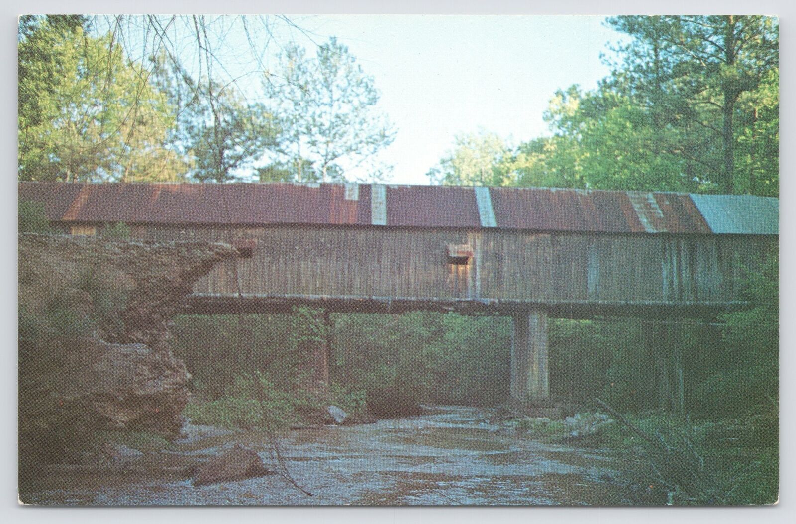Marietta-Smyrna Georgia~Ruffs Mills Covered Bridge~Nickajack Creek~\'60s Postcard