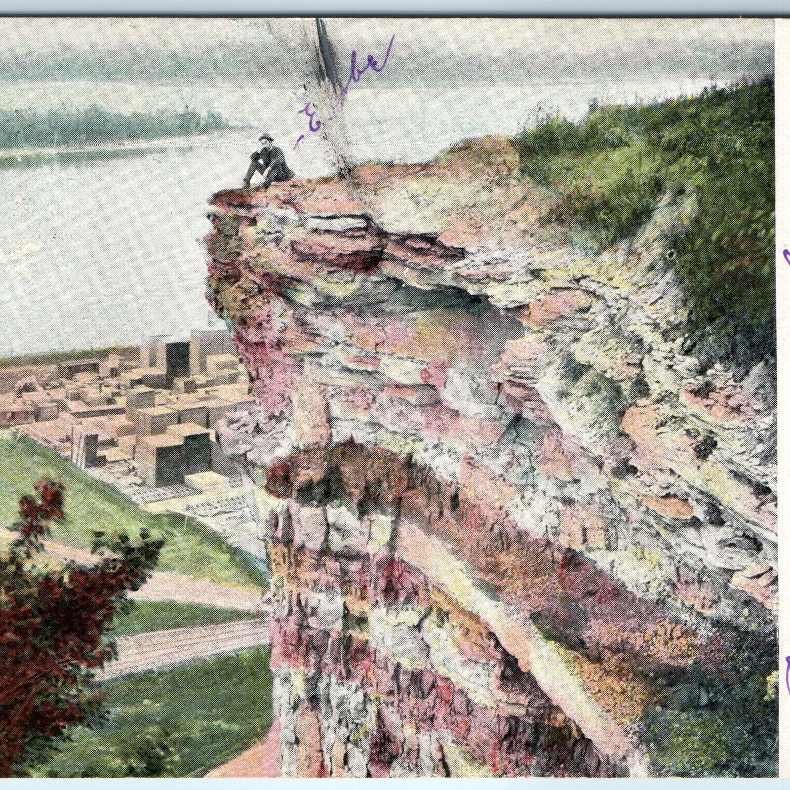 c1900s UDB Hannibal, MO Lovers Leap Mississippi River Early Curt Teich 1756 A228