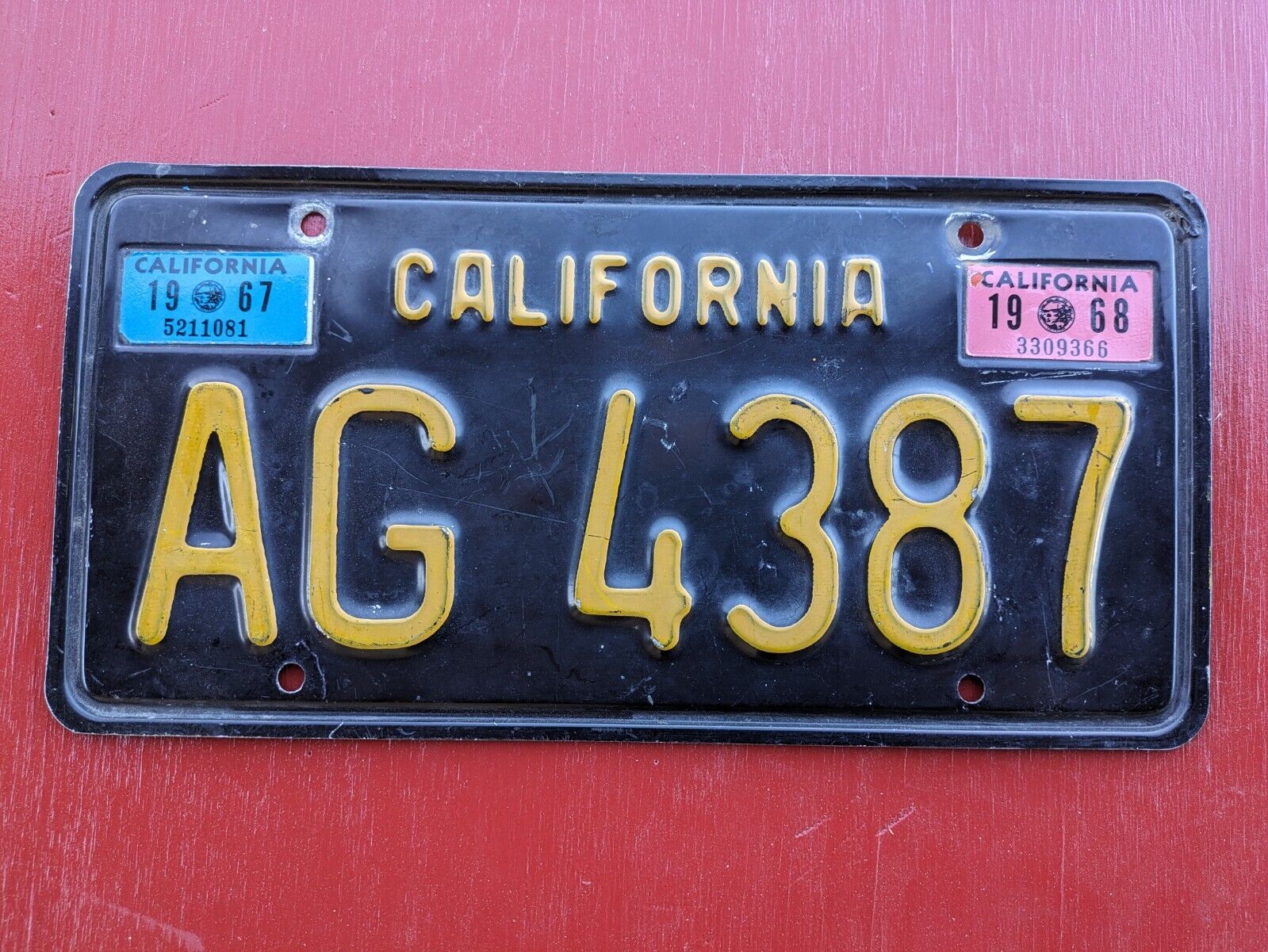 1967/68 California license plate AG 4387
