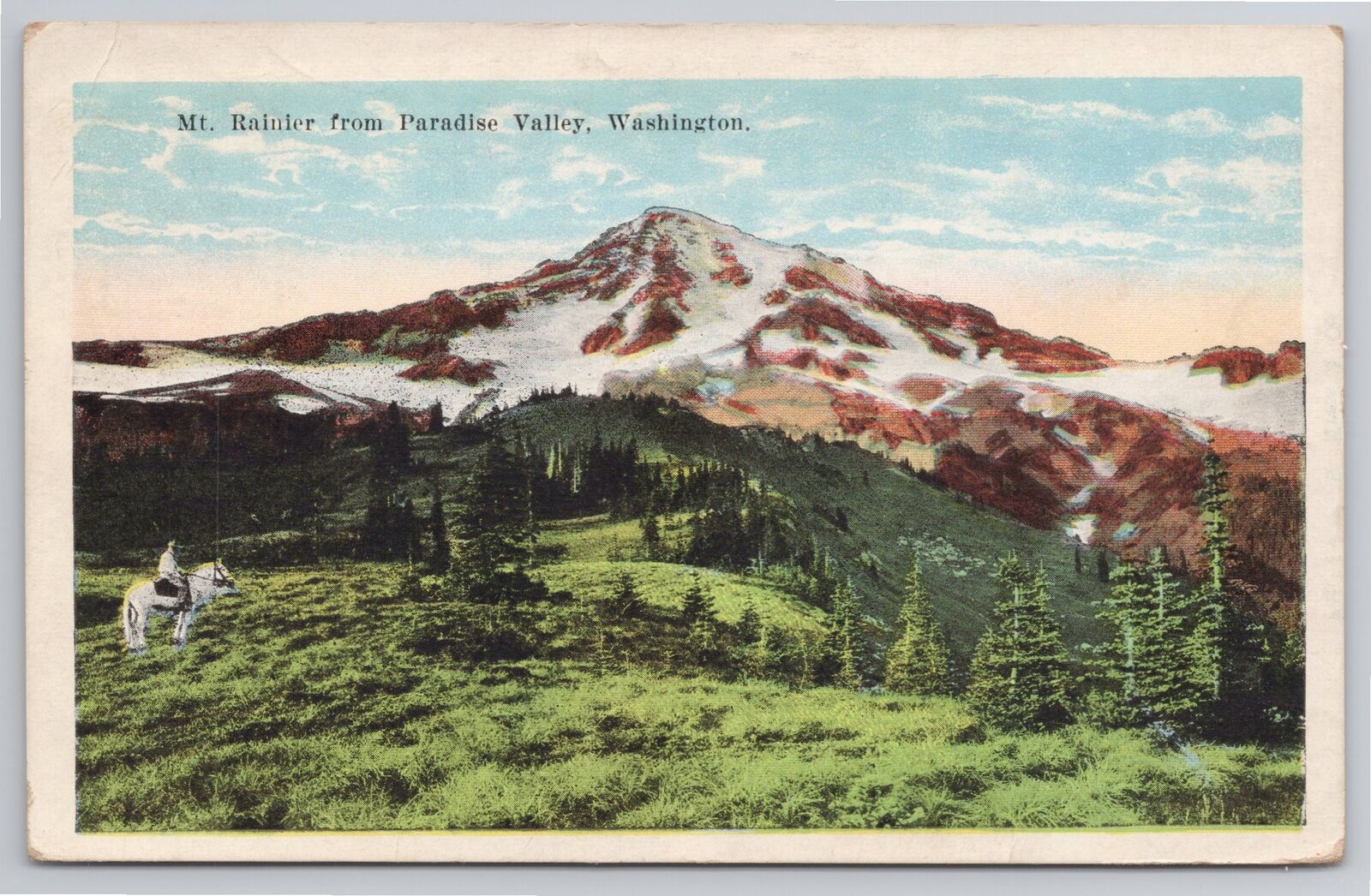 Postcard Mt. Rainier Paradise Valley Washington c1920s