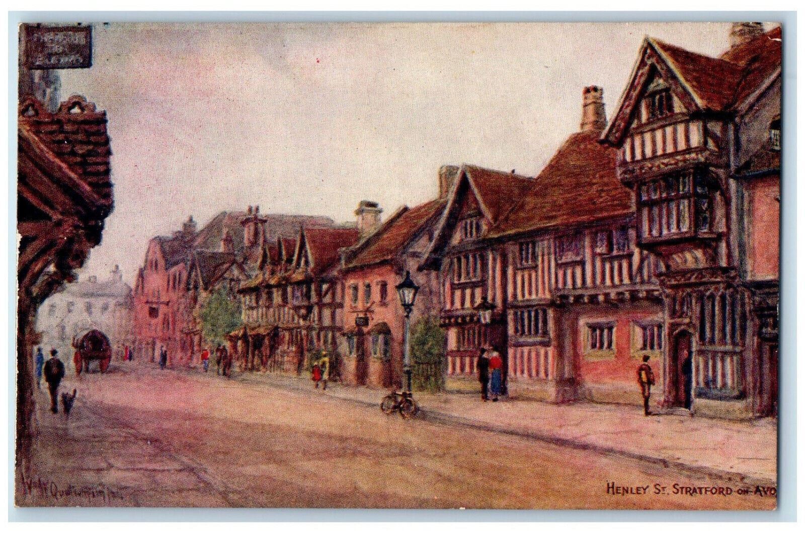 c1910 Henley Street Stratford-On-Avon England Salmon Series Unposted Postcard