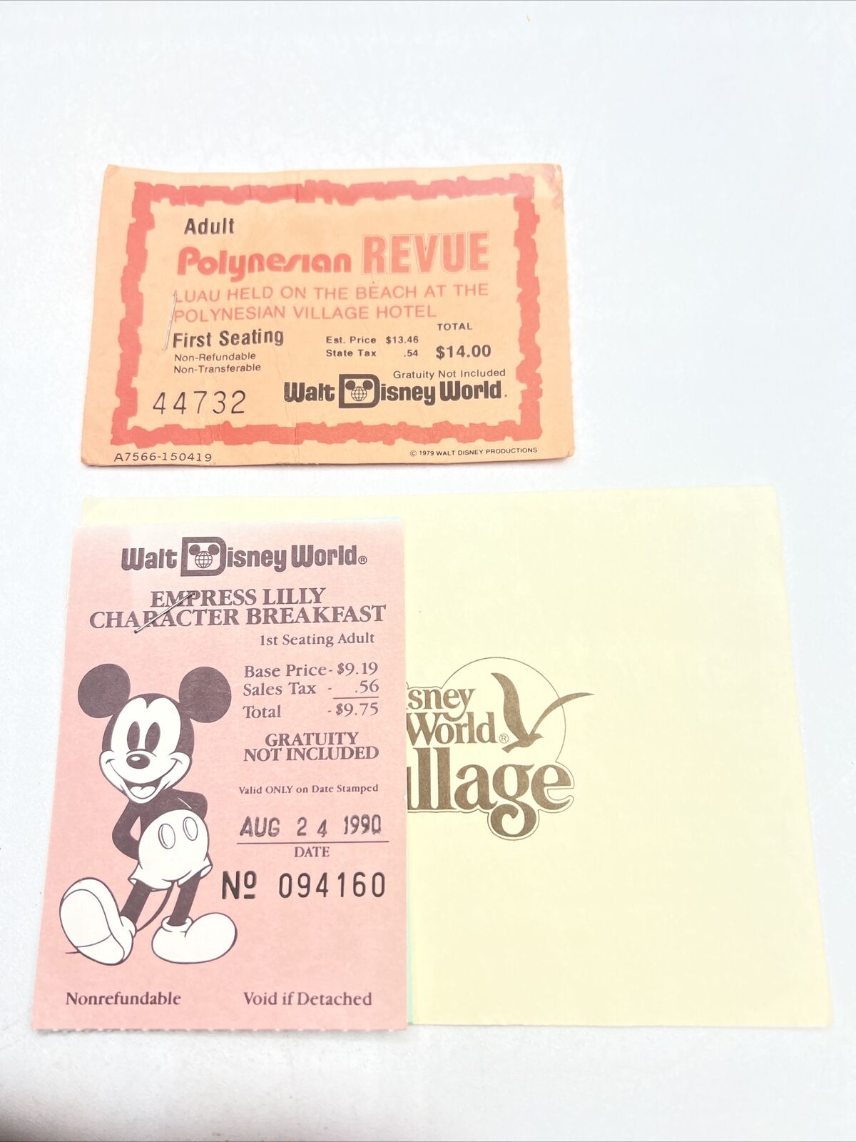 Vtg Disney World Ticket Polynesian Revue Village Empress Lilly Breakfast 1979 90
