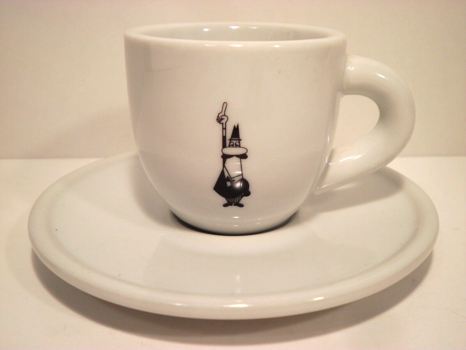 HTF Bialetti Italy Porcelain Expresso Demitasse Coffee Cup Mug Black Logo 2 Oz