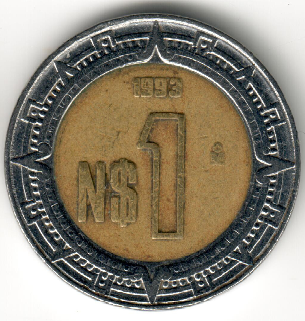 Mexico - 1993Mo - $1 Nuevo Peso - Bimetallic - #14723