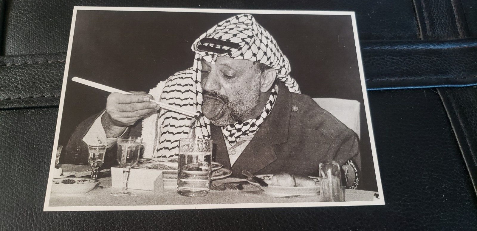 Netanyahu Yasser Arafat 1985 Portrait Postcard Unused B645