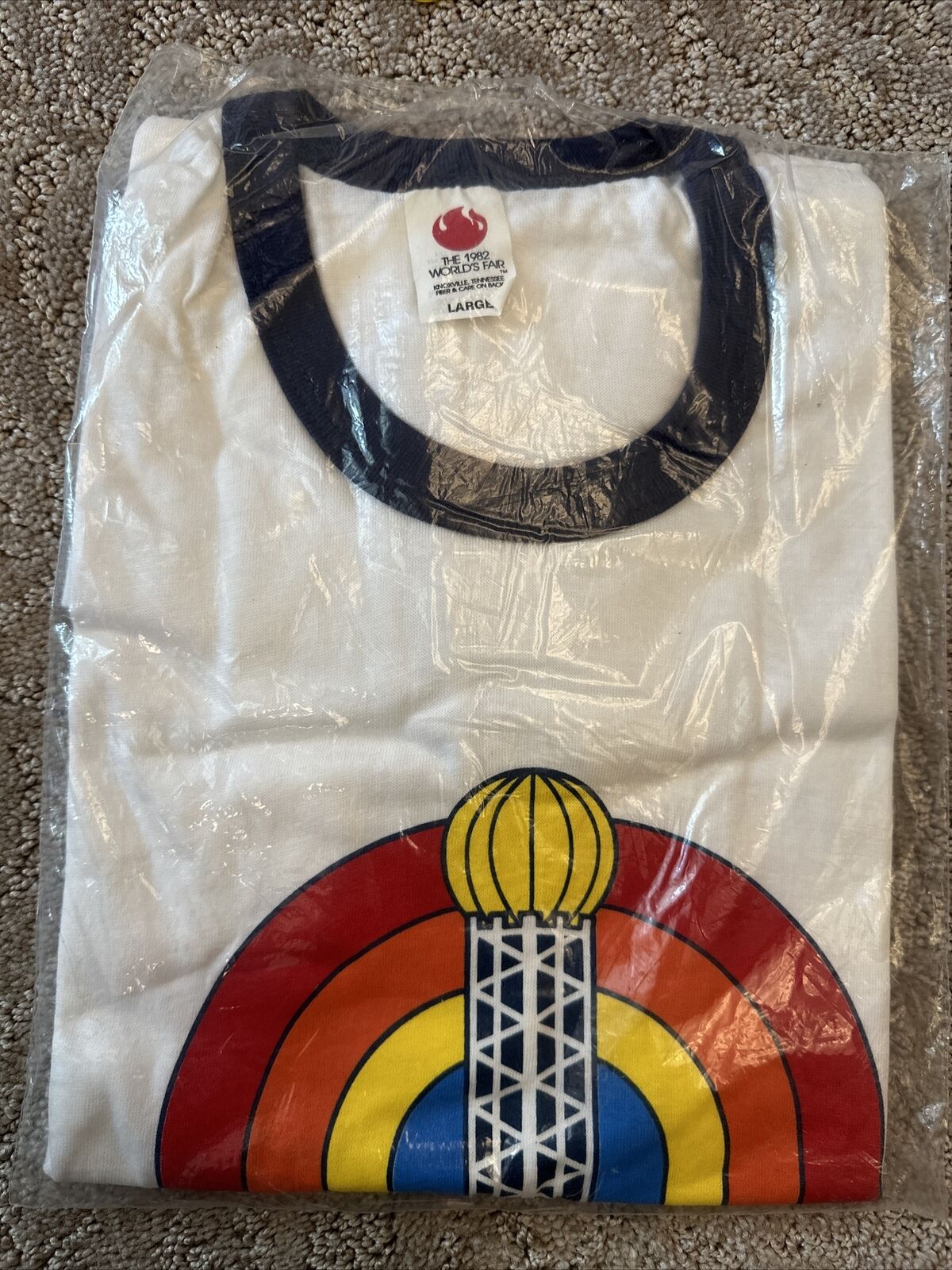 Vtg NOS 1982 Worlds Fair Knoxville Tennessee Ringer T Shirt - LARGE - SEALED