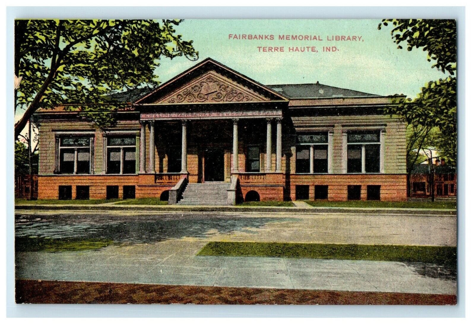 c1910\'s Fairbanks Memorial Library Terre Haute Indiana IN Antique Postcard