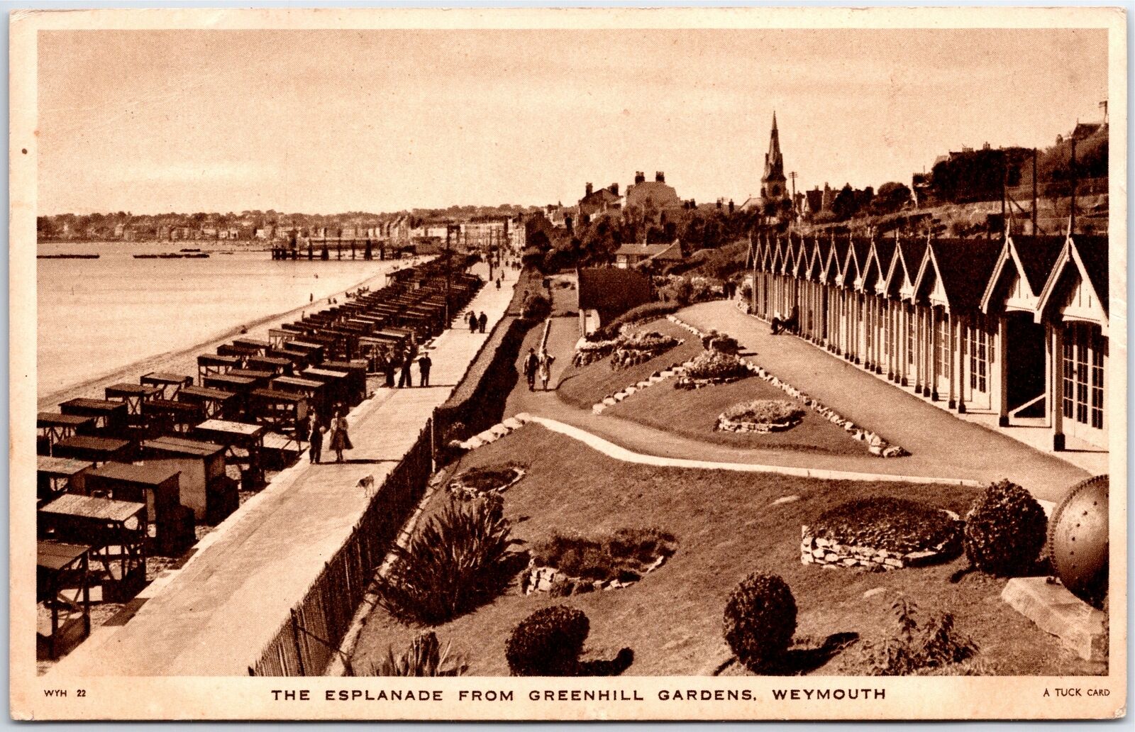 VINTAGE POSTCARD VIEW OF THE ESPLANADE FROM GREENHILL GARDENS WEYMOUTH ENGLAND