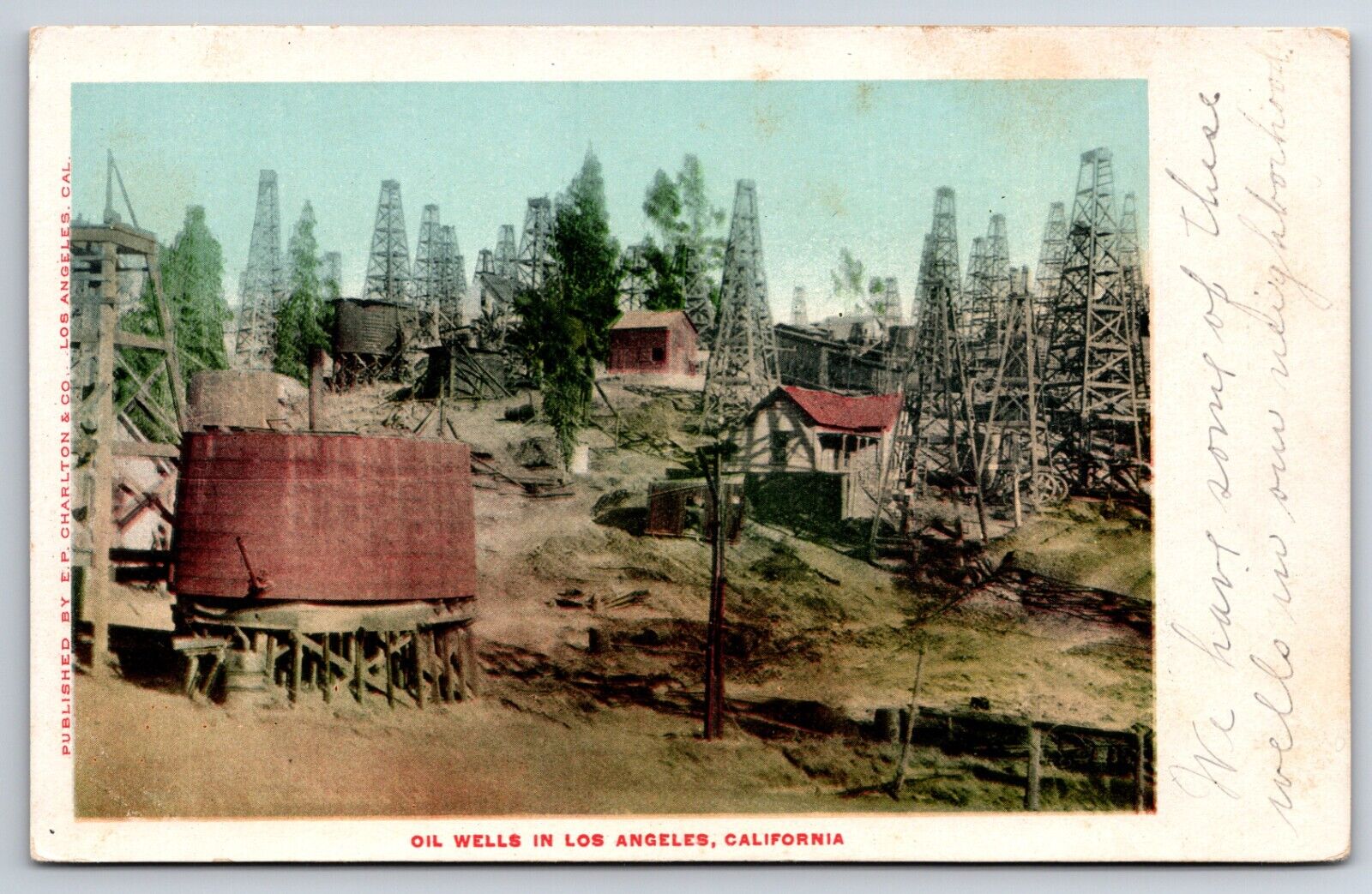 Oil Wells c1900\'s Los Angeles California CA Vintage Charlton Postcard