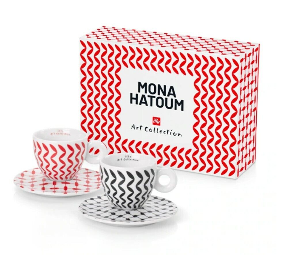 illy Art Collection 2021 Mona Hatoum 2 Cappuccino Cups/Saucers