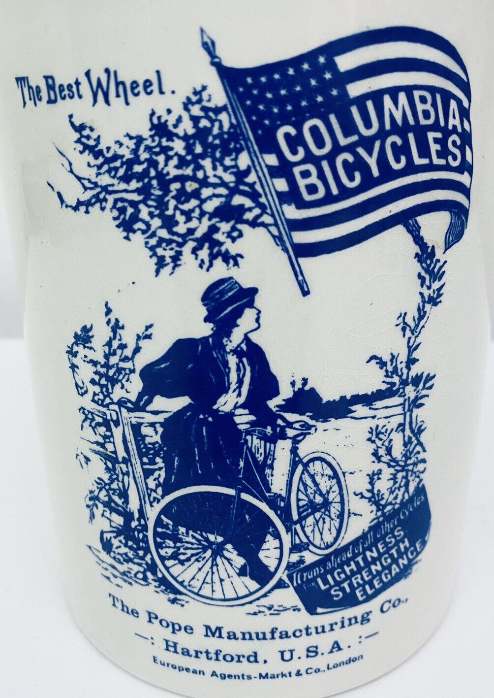 Old Columbia Bicycles Pope Manufacturing Co Advertisement Cannister Hartford CT