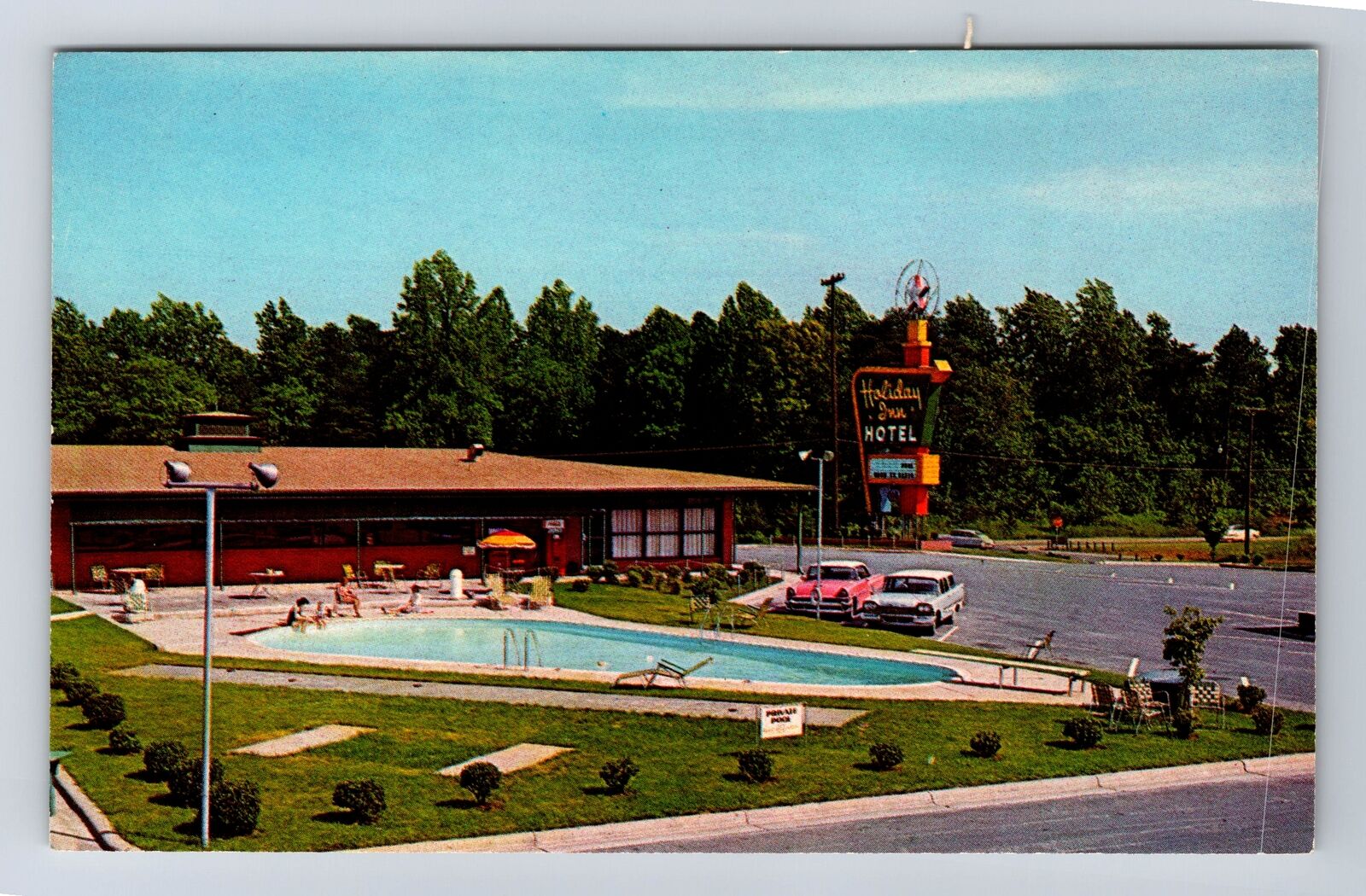 Greensboro NC-North Carolina, Holiday Inn, Pool, Advertisment, Vintage Postcard