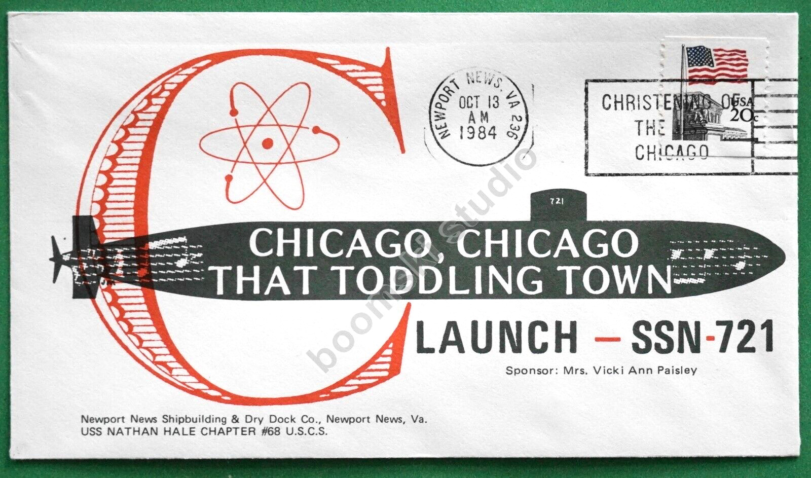 USS CHICAGO SSN-721 Commissioning cover dated 1984 (CAN-70)