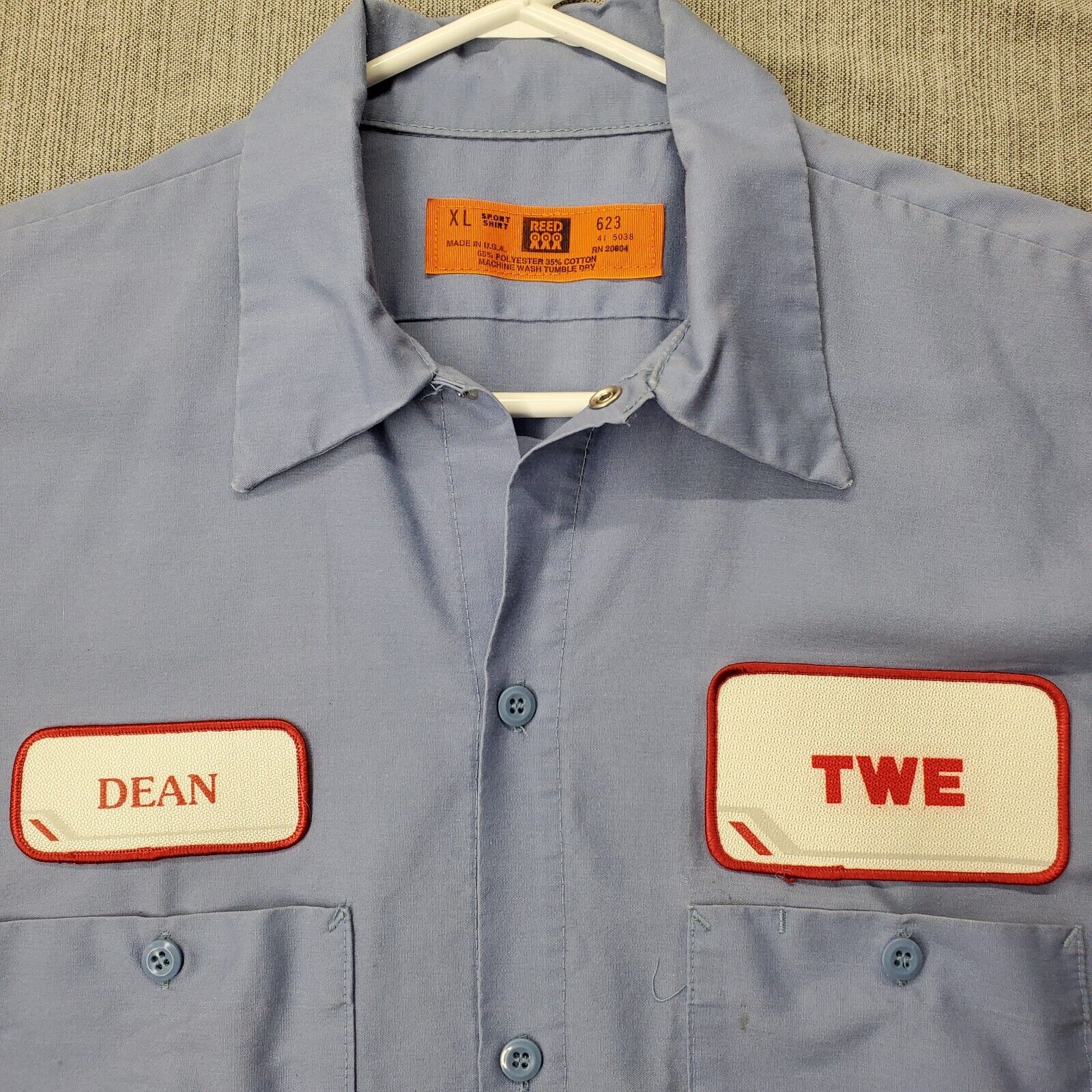 Vtg Trans World Express TWE TWA Airlines White Red Uniform Patch & Work Shirt XL