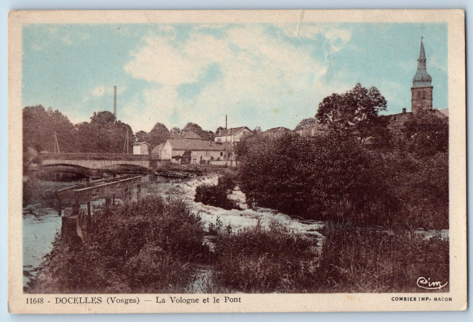 Docelles Vosges Grand Est France Postcard Vologne and the Bridge c1920\'s