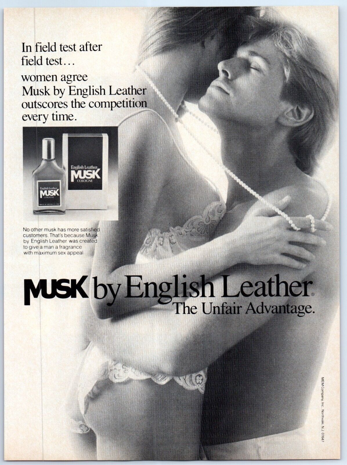 Musk by English Leather Cologne Sexy Woman in Lingerie 1988 Print Ad 8\