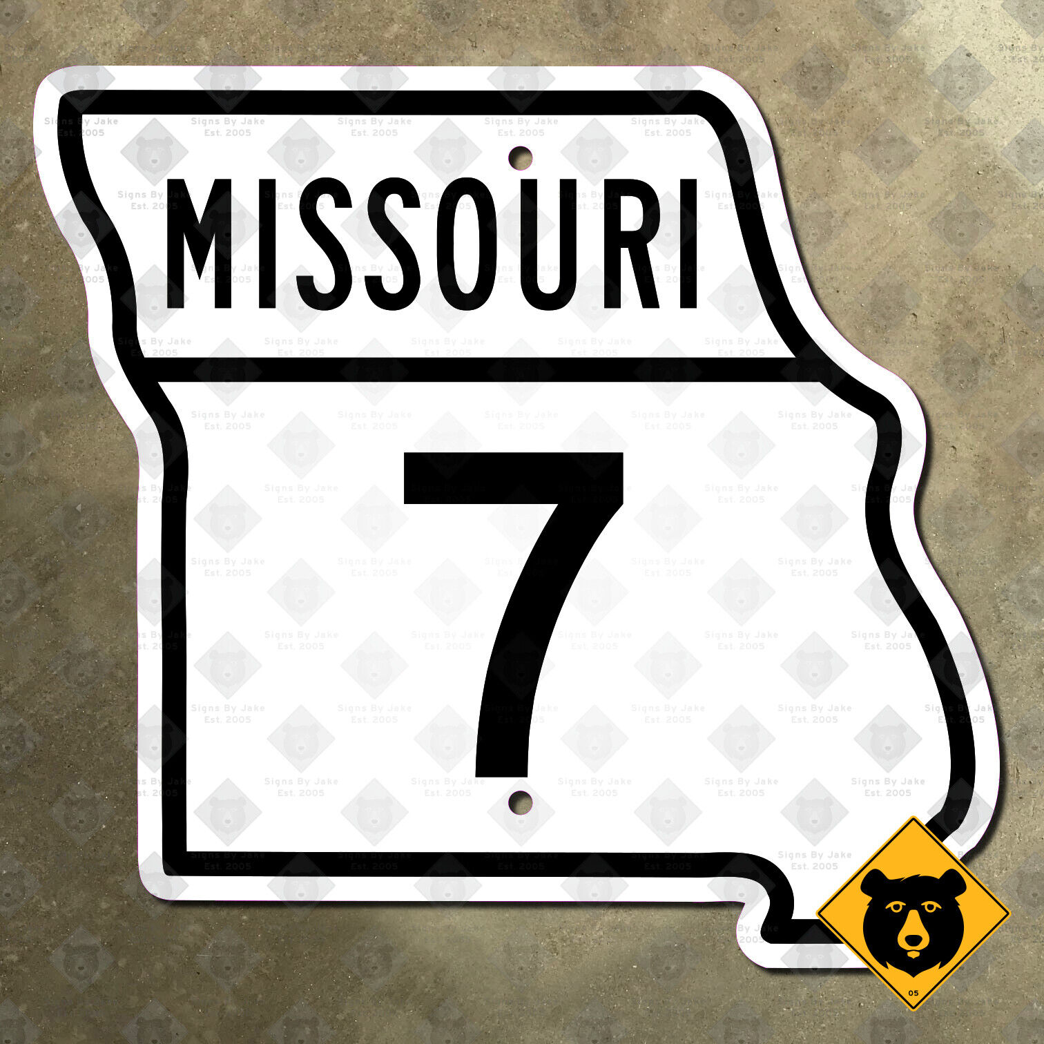 Missouri state route 7 highway road sign 1963 Springfield Kansas City map 7x7
