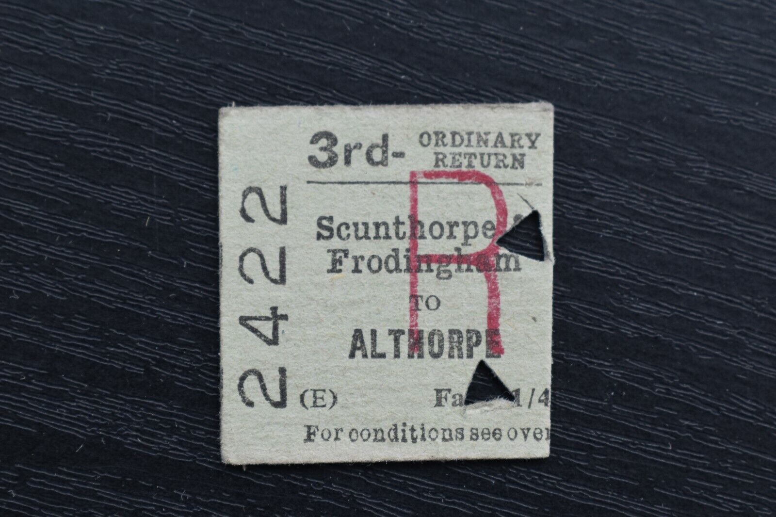 BTC British Railway Ticket No 2422 SCUNTHORPE to ALTHORPE JUNE 57