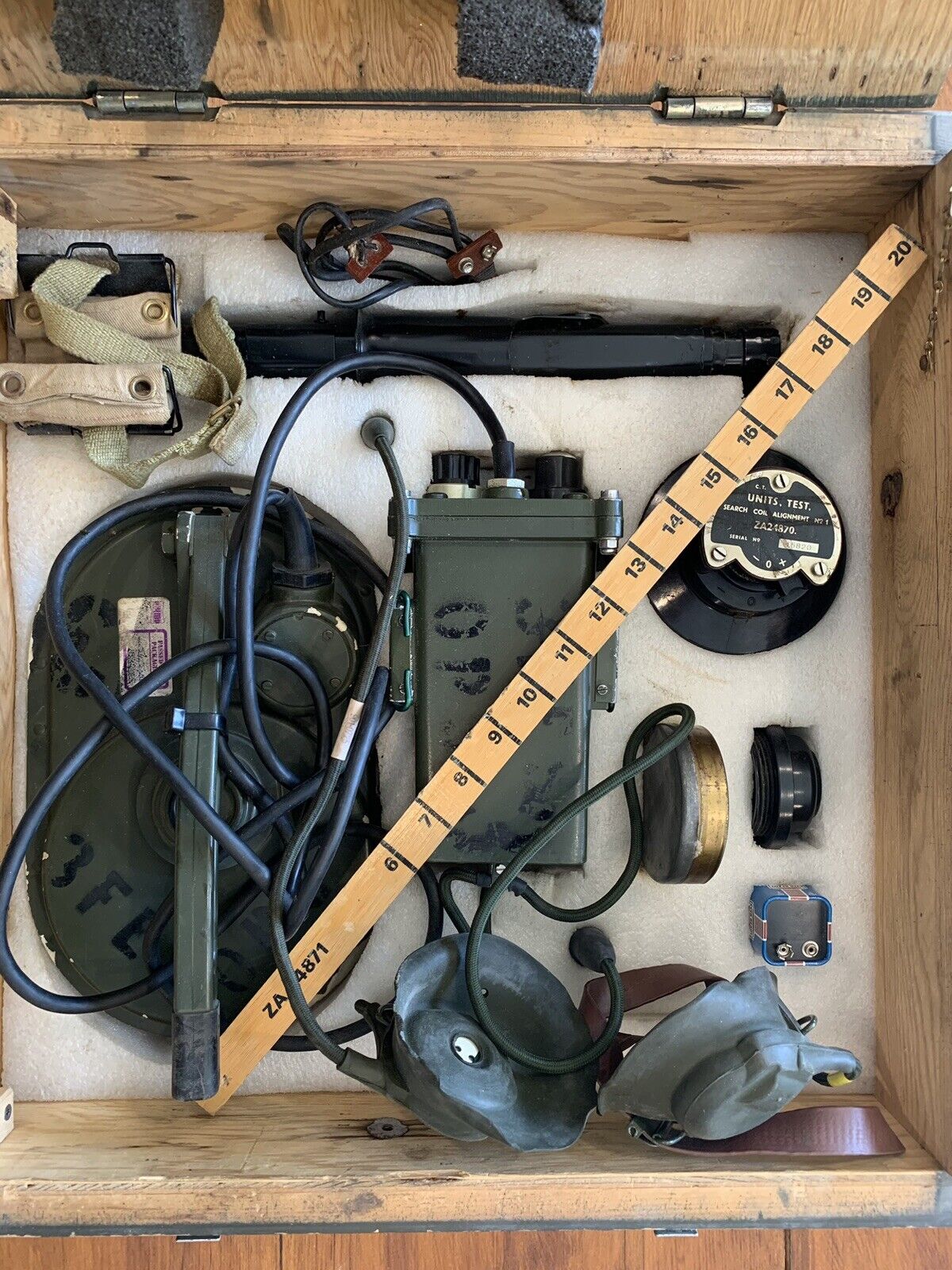 Vintage Military Mine Detector Kit In Awesome Wooden Crate- Maybe WW2?