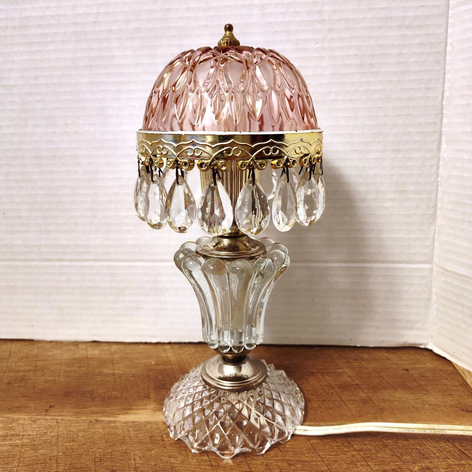 Vintage Michelotti Crystal Cranberry Boudoir/Parlor Lamp 10” Made in Holland