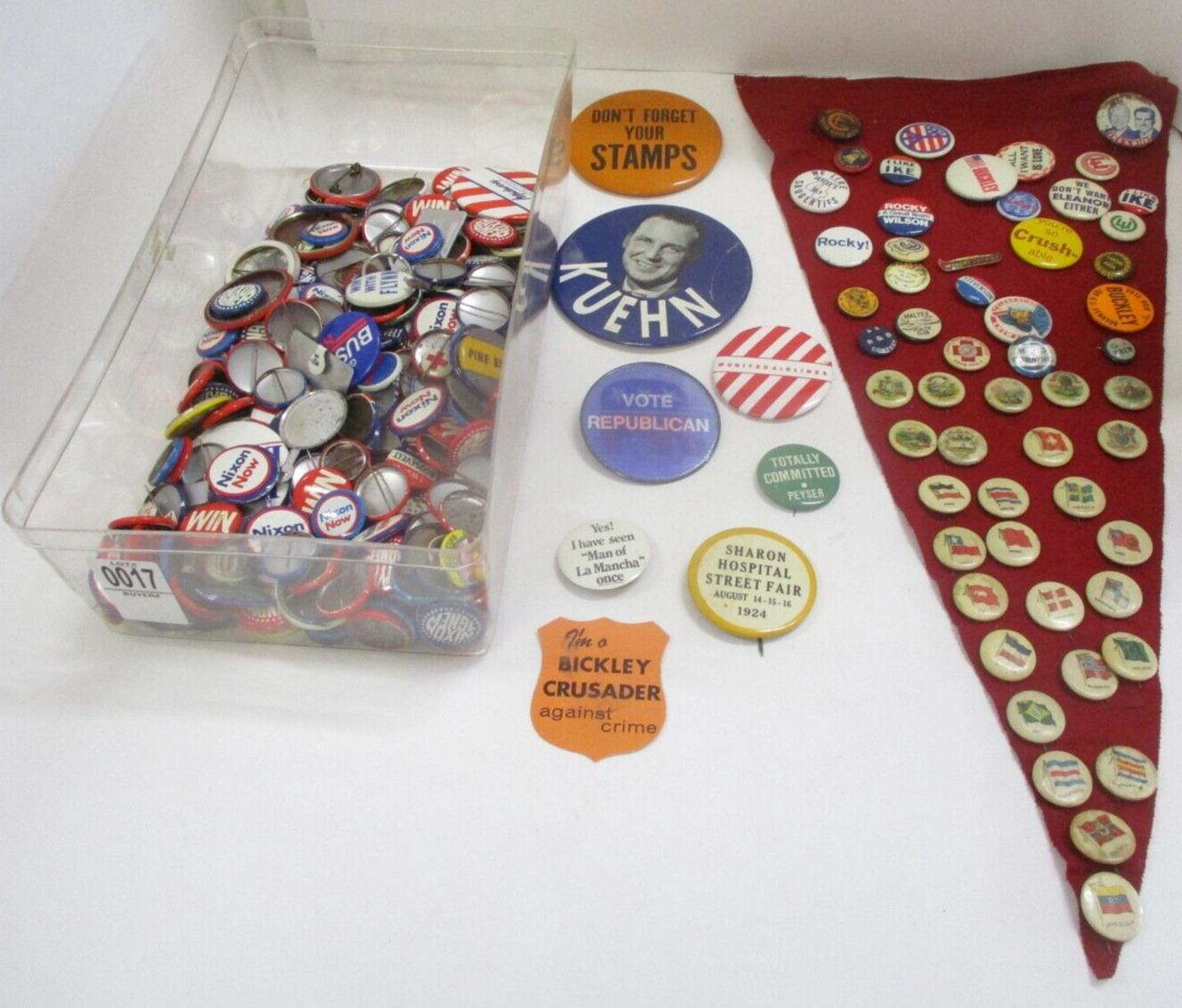 Huge Lot of Political and Other Pinbacks Buttons Over 100 1920's-1990's
