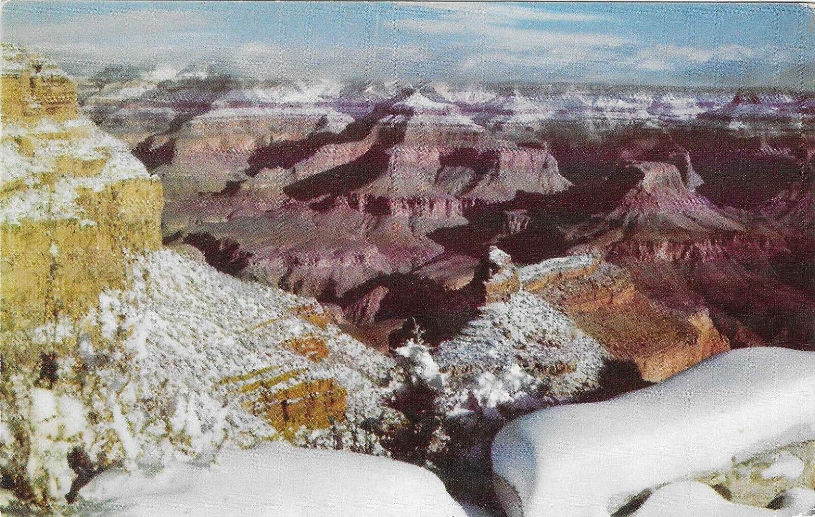 Vintage Arizona Chrome Postcard Fred Harvey Grand Canyon Park South Rim Winter