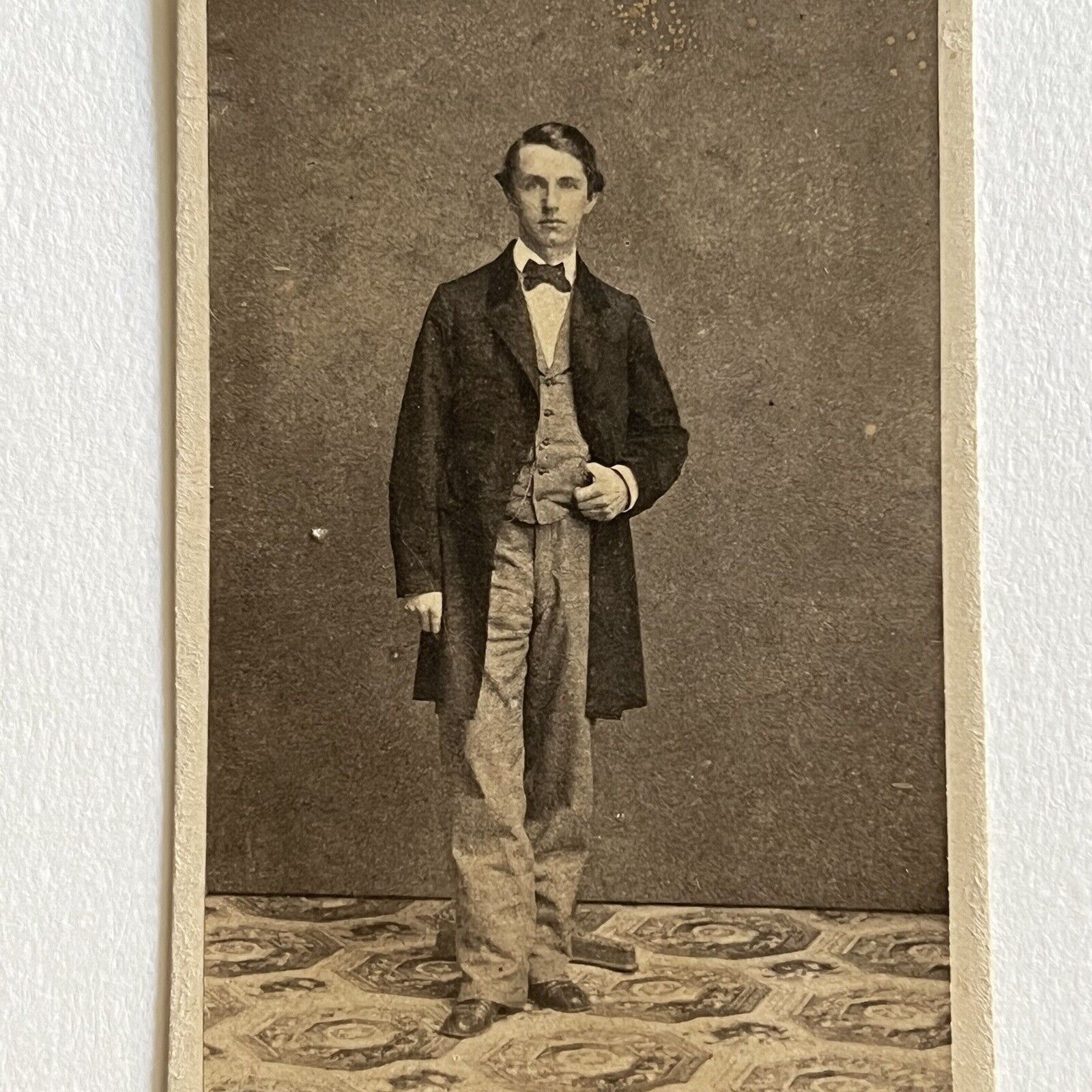 Antique CDV Photograph Handsome Charming Dapper Young Man Photo Stand