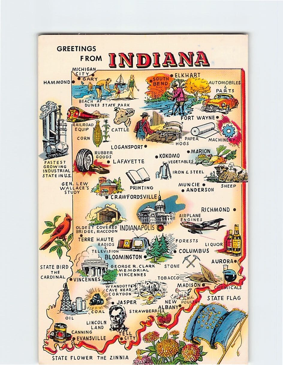Postcard Greetings from Indiana, USA