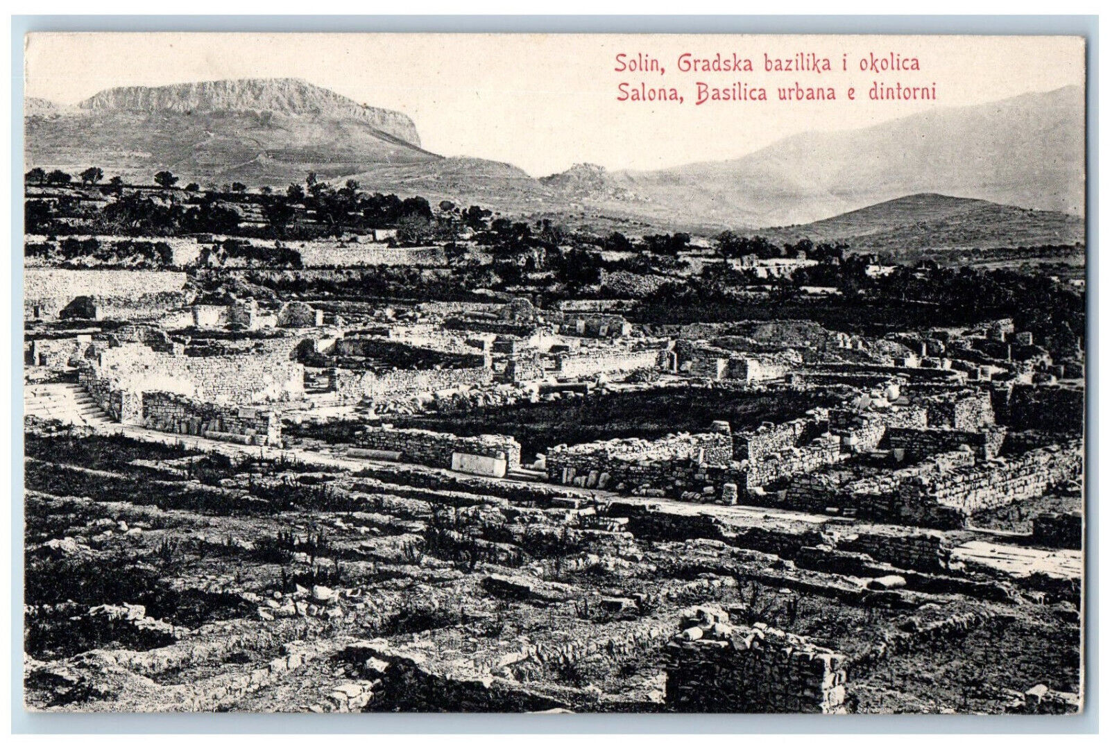 Solin Salona Croatia Postcard Urban Basilica and Surroundings c1910 Unposted
