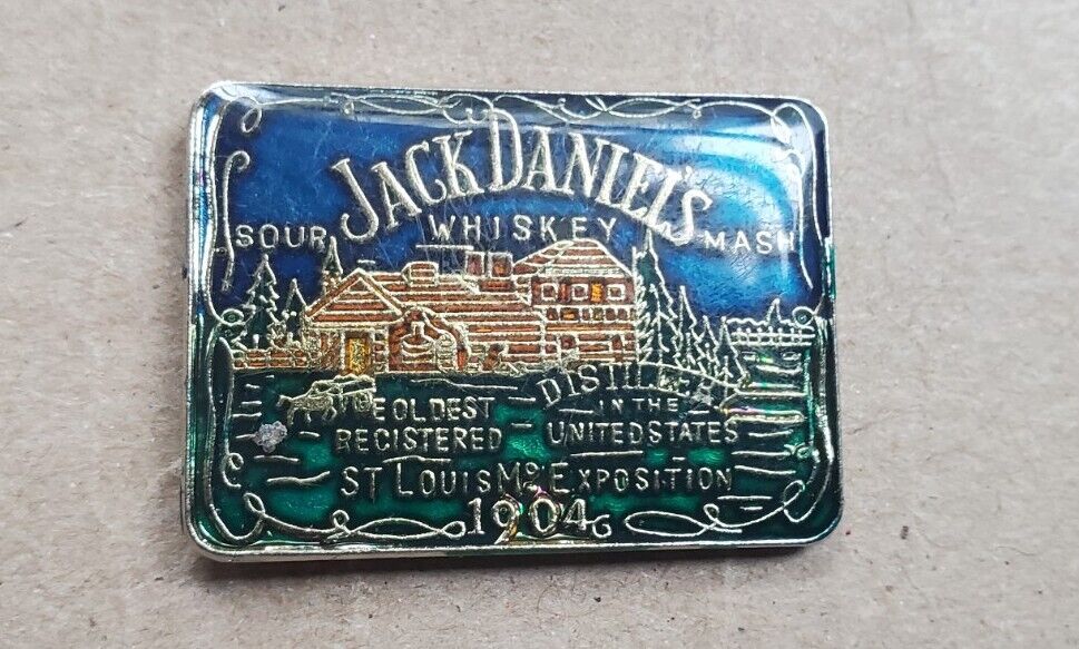 Vtg. Jack Daniels 1904 St Louis Expo . Sour Mash Whiskey  Enamel Pin