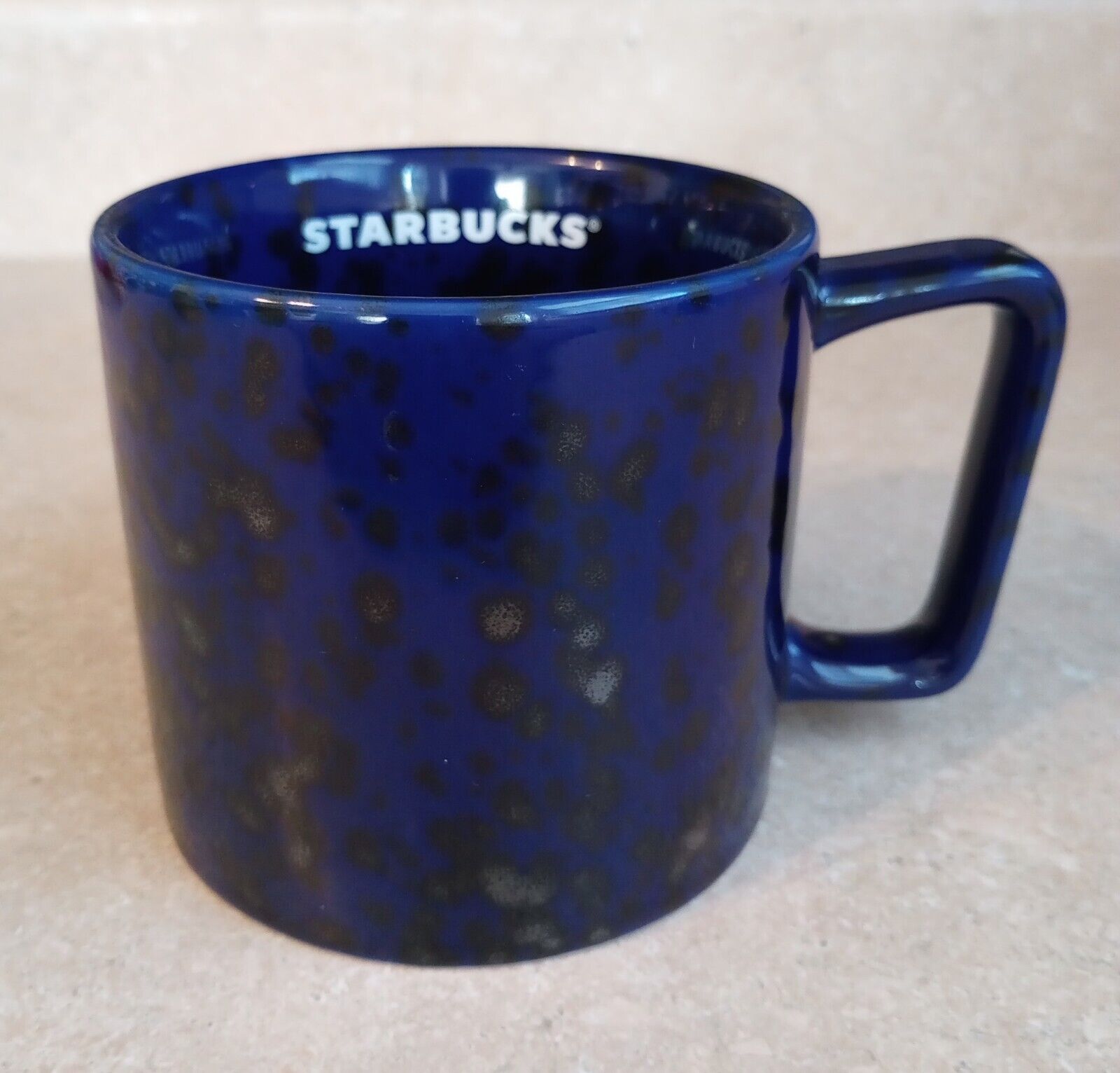 Starbucks Ceramic Coffee Mug Cobalt Blue Metallic Speckled 14 oz. 2020