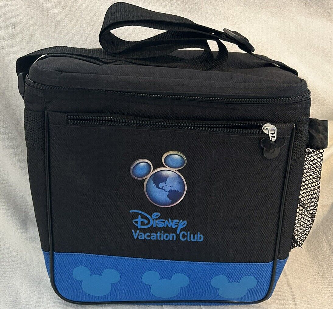 Disney DVC Vacation Club Black Blue Zippered Insulated Cooler Lunch Box Bag NEW