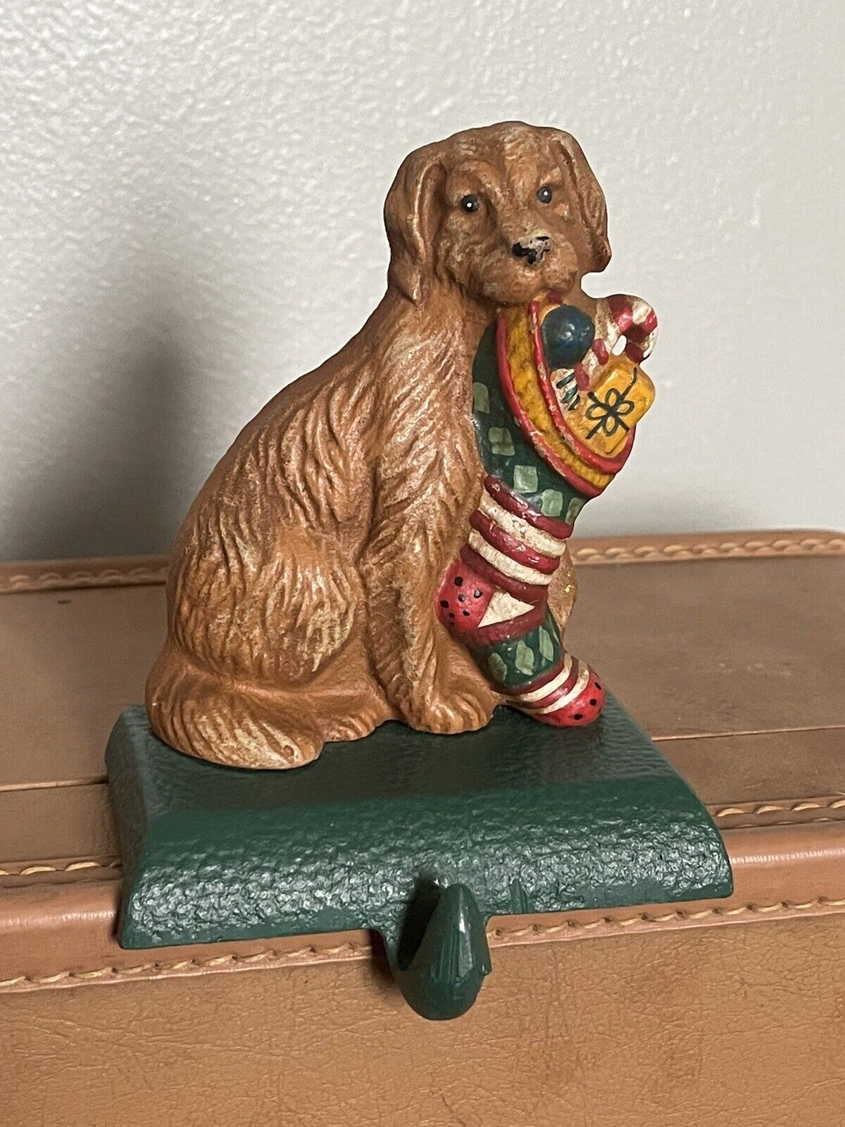 Vtg Eddie Bauer Home Cast Iron Golden Retriever Dog Toys Stocking Holder Hanger