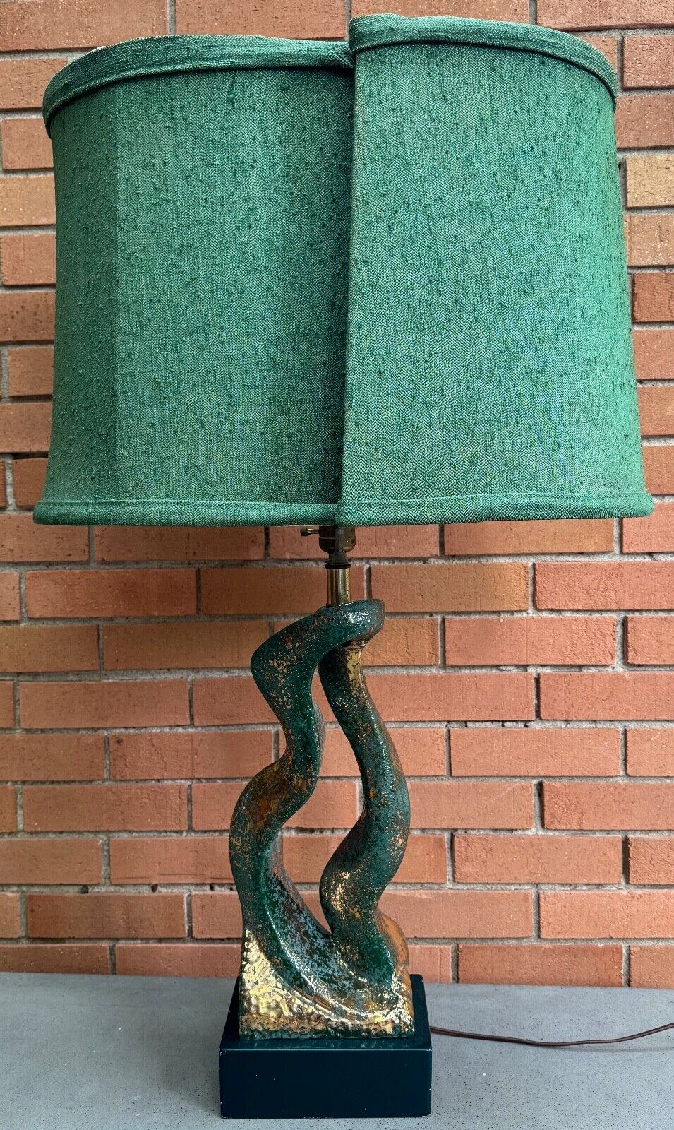 Vintage 1950s Green Ceramic Abstract Biomorphic Lamp Mid Century Modern Lighting