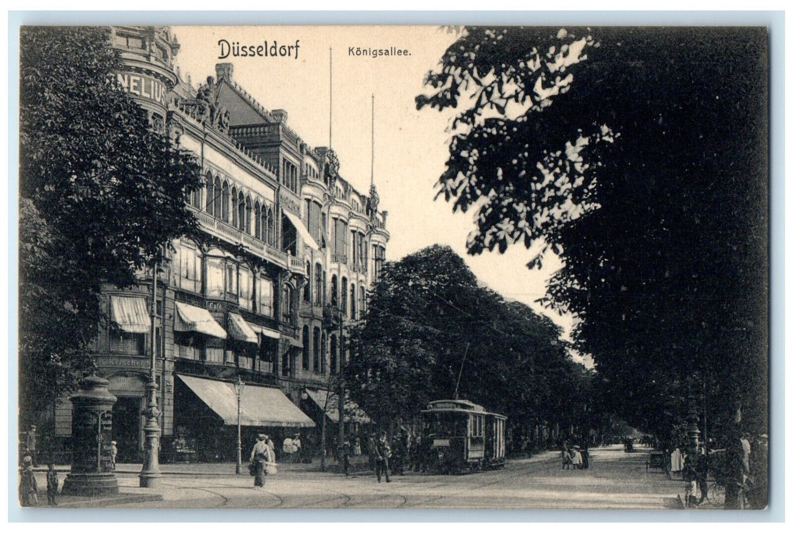 c1910 Konigsallee Side Street Düsseldorf Germany Unposted Antique Postcard